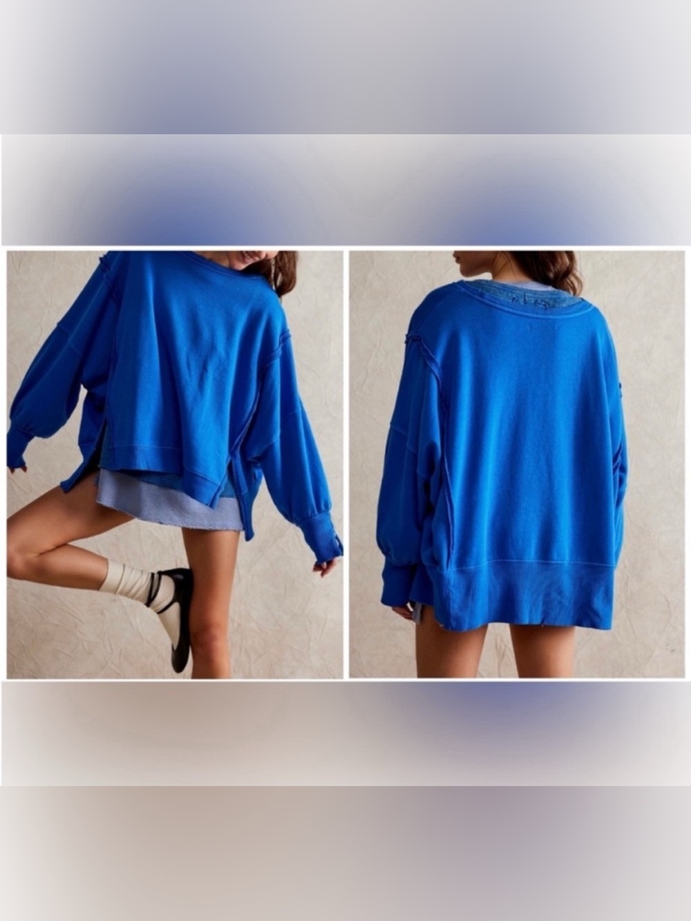 NWOT Free People We The Free Camden Sweatshirt - Lake Victoria - Large